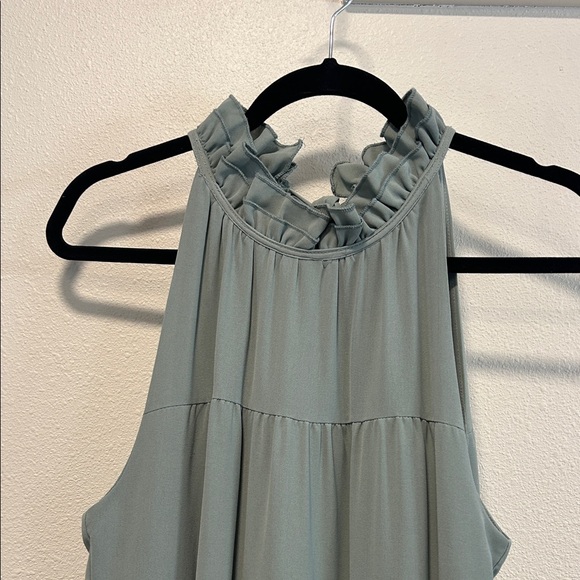 Entro Ruffled Halter Dress in Soft Green - Picture 4 of 6